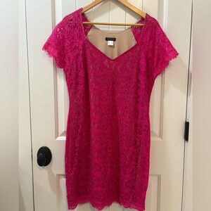 Venus Pink Lace Midi Dress Bodycon Size Large